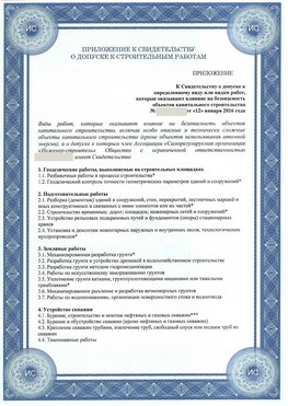 Приложение к свидетельству о допуске к строительным работам Чернушка СРО в строительстве